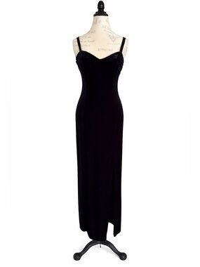 Vintage  90s Y2K Velvet Maxi Dress Size L Prom Evening dress Wedding Guest